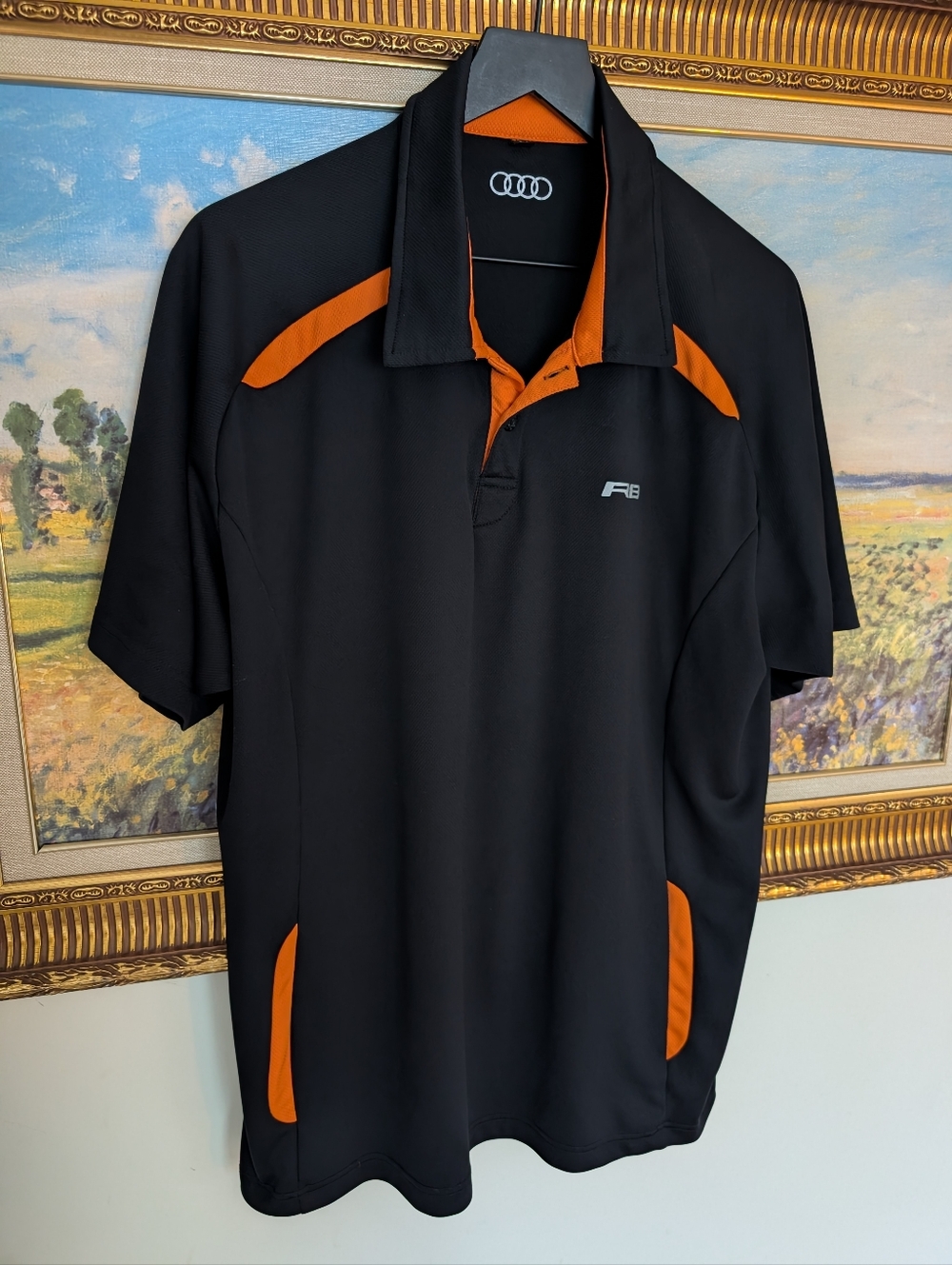 Audi R8 Owners Black and Orange Polo Shirt